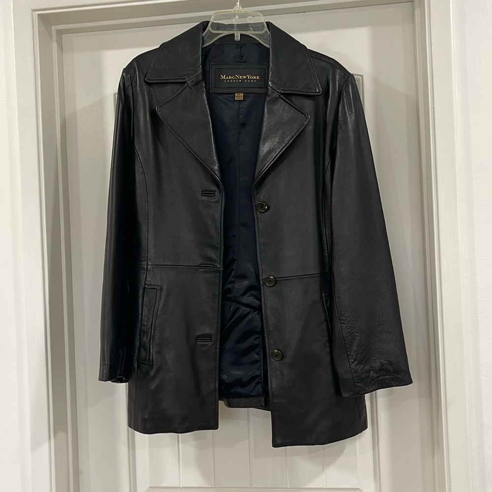 Marc New York Andrew Marc Unisex XL 100% Black Leather Jacket